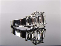 **Platinum, Emerald Cut Diamond Ring, 2CT+, GIA**