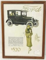 Framed Antique Ford Sedan Ad