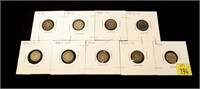 9- Canadian 5-cent silver coins 1870-1920