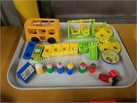 Vintage Fisher-Price school bus and playground