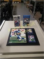 Detroit Lions Barry Sanders placard and VHS tapes