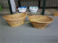 Two large wicker baskets