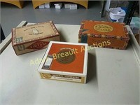 Three vintage cardboard cigar boxes