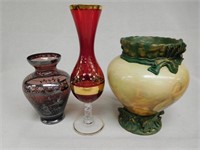 Vases (3) and a pitcher