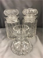 2 Small Glass Canisters Lot