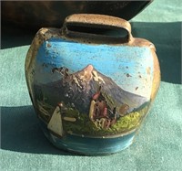 Sheep or cow bell with painted scene