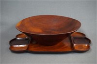 Vintage Rose Wood Chip and Dip Bowl & Platter Set