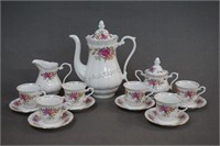 Polish Fine China Demitasse Rose Pattern Tea Set