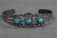 Vintage Navajo Silver and Turquoise Cuff Bracelet