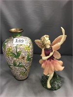 Fairy Figurine & Hand-painted Vase