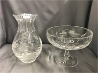 Crystal Vase & Pedestal Bowl