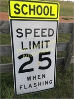 Reflective school limit 25 MPH  speed limit sign