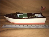 Vintage toy wooden boat model