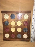 Antique clay poker chip in collectors case