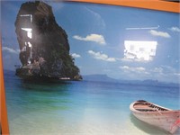 Framed Island And Boat Print 38" x 27"