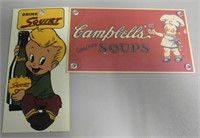 Squirt & Campbell's Soup Mini Tin Signs 6" x 4"