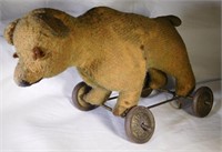 Antique 1910-1920 wire frame bear pull toy!