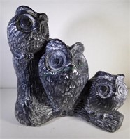Canadian Trio of Owls sculpture by The Wolf