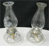 Set of 2 Glass Oil Lamps