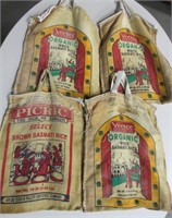 Lot of 4 Burlap Rice Sacks - India