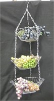 30" Tall Metal 3 Tier Hanging Baskets With Fruit