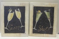 Set Of 2 Swedish Toasting Pictures - 12" x 10"