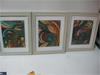 3 15"x12" ORIGINAL ABSTRACT PAINTINGS FRAMED