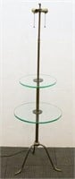 Mid-Century Bronze & Glass Two-Tier Standing Lamp