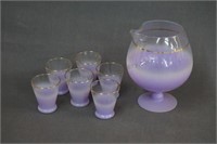 Mid Century Blendo Purple Frosted Decanter Set