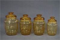 Smith Glass Mid Century Yellow Amber Canister Set