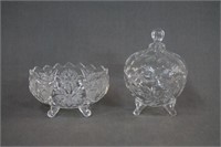 Pair Footed Crystal Console Bowls