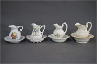 4 Small Size Pitcher and Washbowl Display Sets