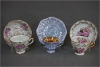 3 Fine Bone China Teacup and Saucer Sets