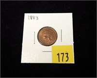 1883 Indian Head cent, AU