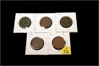 5- U.S. large cents 1819-1852
