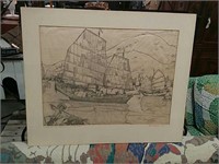 Arthur Beaumont pencil sketch 24 and 1/2 in by 2