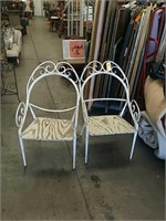 Pair of white iron chairs