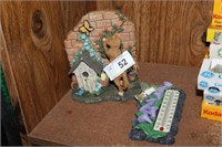 CAT CHASING BUTTERFLY BOOKEND - THERMOMETER