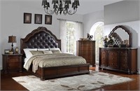 King Size LF 5 pc Bedroom Suite w' Marble Tops