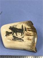 Beautiful scrimshawed whale's tooth section, has a