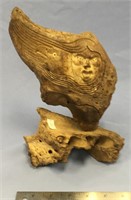 Carved bone mask by Richard Miller, 8" long