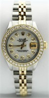 Ladies Oyster Date MOP Diamond Rolex Watch