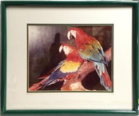 Pencil Signed Print Of Parrots, Charles Waldman