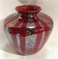 Rare Nash Art Glass Red Decorated Vase