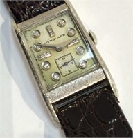 Longines 14k Gold Diamond Tank Wrist Watch