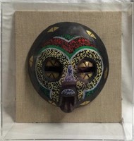 Beaded & Decorated Mask In Lucite Frame
