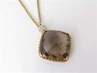 David Yurman 18K Smokey Topaz, Diamond Necklace