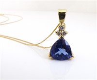 Tanzanite and Diamond Pendant, Necklace, 14k