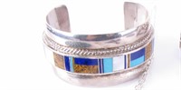 Inlaid Multistone Benson Manygoats Cuff Bracelet