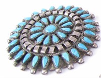 Old Pawn Petitpoint Turquoise Pin/Pendant